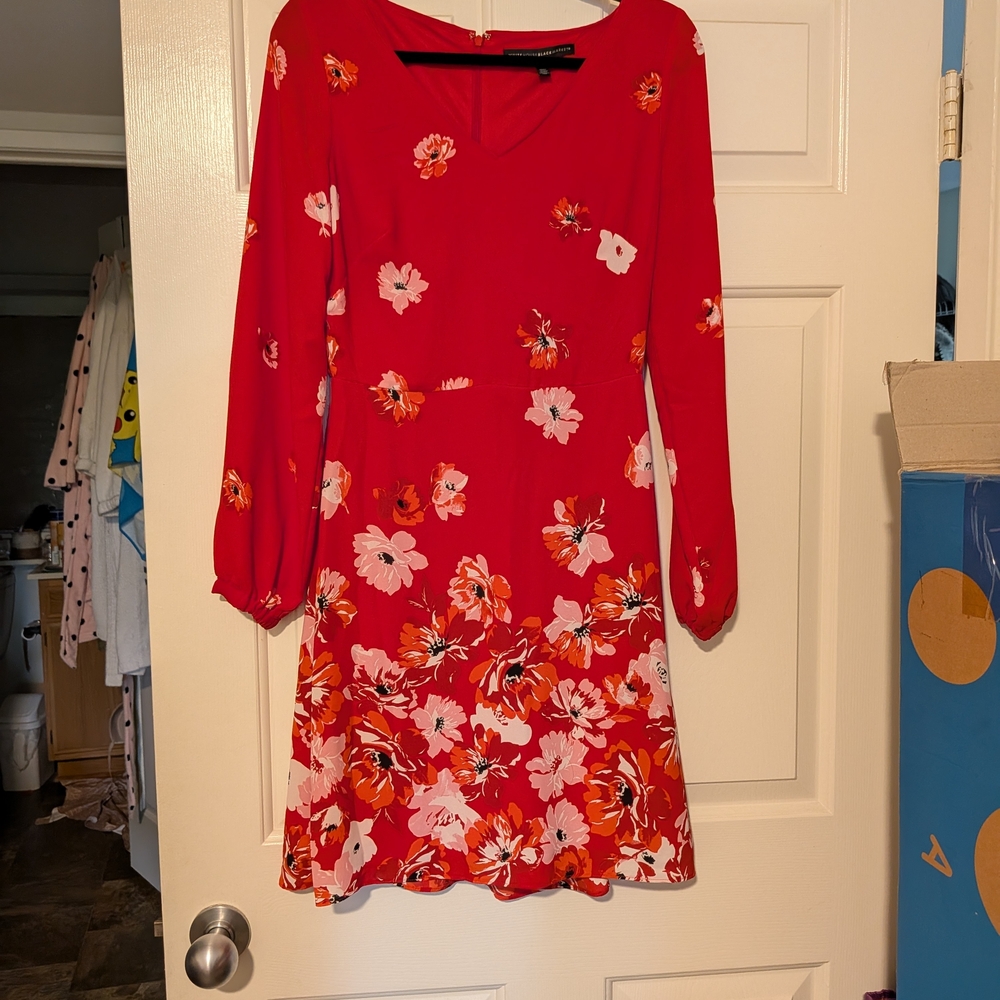 Bundles)Vibrant Floral Long Sleeve Dress